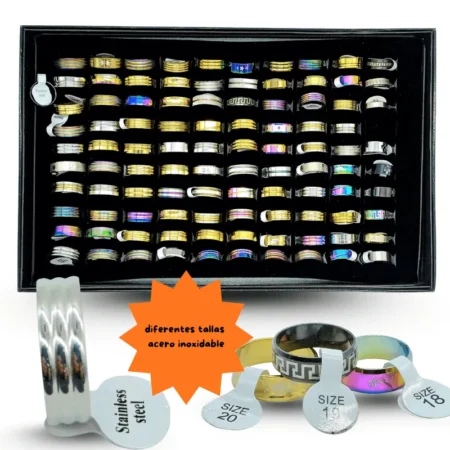 I - 016 anillo argolla tornasol dorada y plata C/100 R59D-62