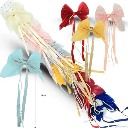 J - 002 pico moño en tira con liston y perlas C/12 HLU-2416