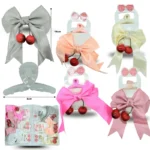 J - 034 pico moño cereza con pinza nudo set 2 pzas C/12 HMA-17