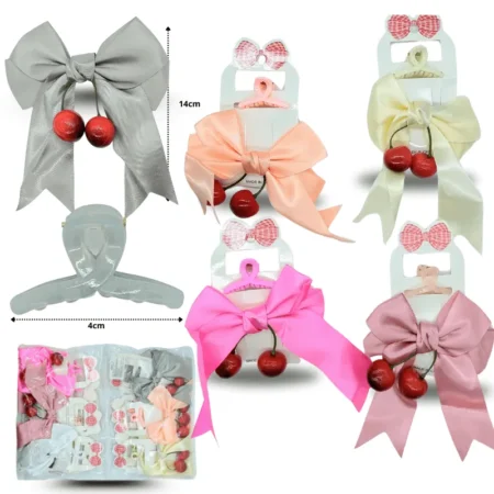 J - 034 pico moño cereza con pinza nudo set 2 pzas C/12 HMA-17