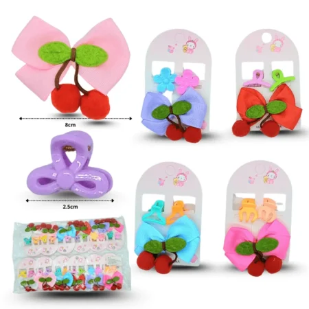 J - 039 pico moño cereza con par de pinza mini set 3 pzas C/12 HME-16