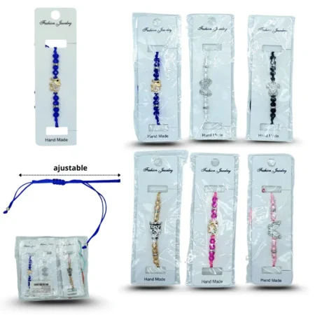 K - 009 pulsera hilo con dije en blister individual C/12 XL47-51