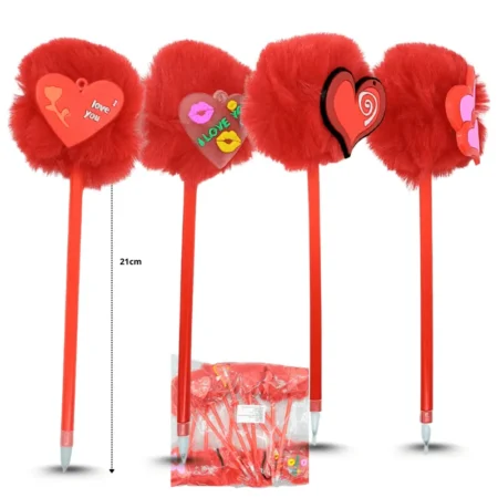 P - 011 pluma pompon decorada corazón C/12 25Y-17