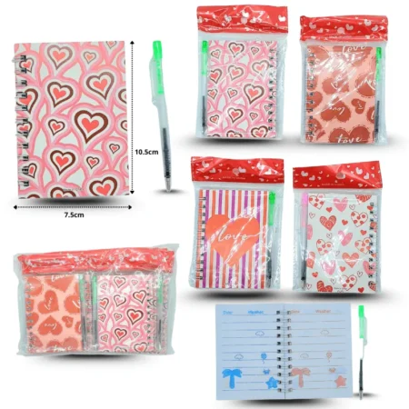 P - 065 libreta con pluma decorada corazones C/12 25Y-89