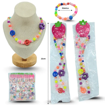 S - 017 collar infantil cuentas con pulsera C/12 R510G-15