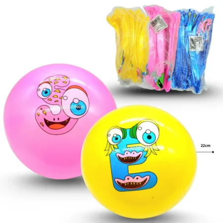 T - 050 pelota hule decorada letras 22cm C/10 YO-165-4
