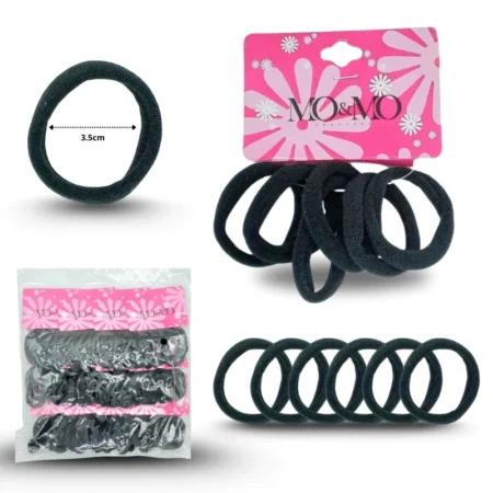 V - 018 liga licra negra 3.5cm set 6 pzas C/12 6A-1