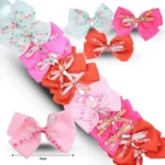 X - 004 moño liso con moño listón corazones en tira C/12 25ZA-18