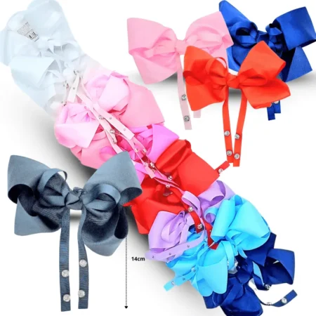 X - 006 moño en tira con listones y perlas C/12 HLH-1068