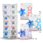 F - 049 pinza loto estampada chica con par de cuca estrella set 3 pzas C/12  Xl53-8