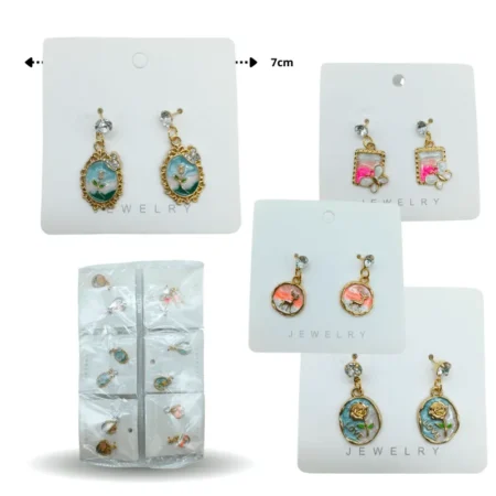 A - 096 arete dijes flores, mariposas y venados C/12 XLA-17