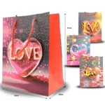 B - 046 bolsa de regalo corazones 3D 26x18x6cm C/12 HG25K-14