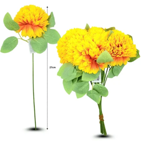 H - 012 follaje artificial flor de cempasúchil amarillo C/10 KM267-1B-3