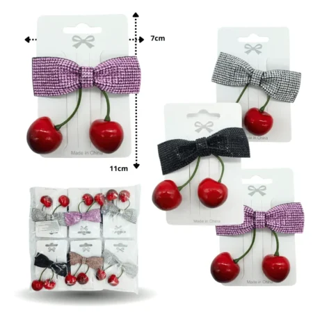 J - 811 pico moño con brillos y cerezas C/12 XLA-29