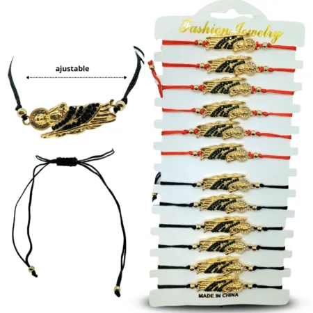 K - 019 pulsera hilo san judas manto verde y negro C/12 25V162