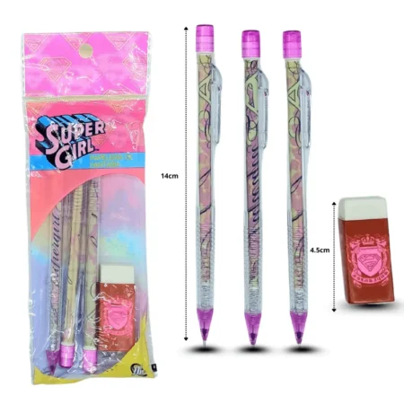 P - 051 lápiz puntilla 3 pzas con goma borrador en bolsa set 4 pzas C/10 073SG CORMAL