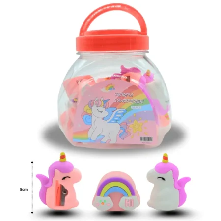 P - 122 sacapuntas en bote arcoiris y unicornio C/20 R95