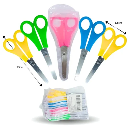 P - 658 tijera escolar con funda multicolor C/12 3G-7