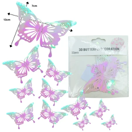 P - 859 mariposa sticker para decoracion rosa C/12 25N-50