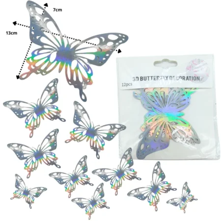 P - 996 mariposa sticker para decoracion plata C/12 25N-50
