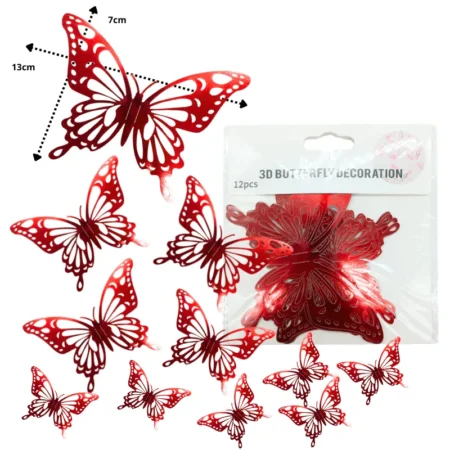 P - 997 mariposa sticker para decoracion roja C/12 25N-50