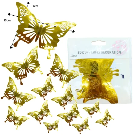 P - 998 mariposa sticker para decoracion dorada C/12 25N-50