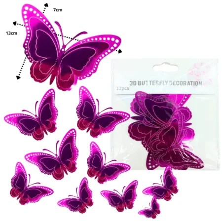 P - 999 mariposa sticker para decoracion fucsia C/12 25N-50