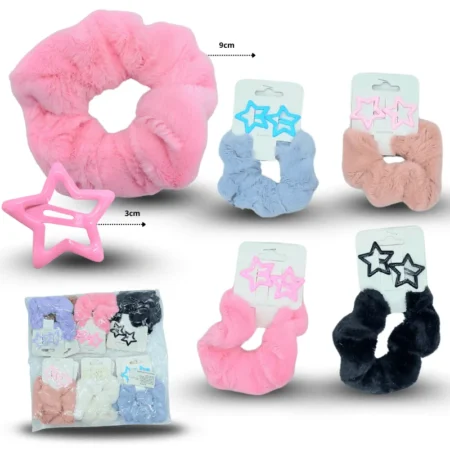 V - 001 dona peluche con par de cuca estrella set 3 pzas C/12 25Q-21