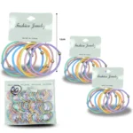 V - 015 liga delgada con dije set8 pzas  COLOR PASTEL C/12 HMI-46