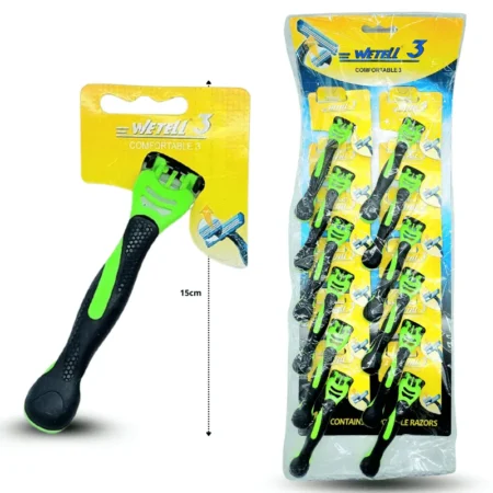 Z - 053 rastrillo  verde con negro mango grueso C/12 M187-1F-2