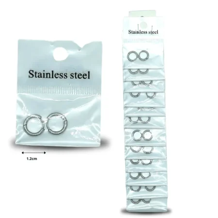 A - 008 arracada mini en tira acero inoxidable color plata  C/12 R105