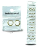 A - 012 arracada mini en tira acero inoxidable dorada C/12 k21