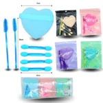 C - 070 esponja cosmética con aplicadores y cepillo para ceja y pestaña set  7pzas C/12 HT-3769
