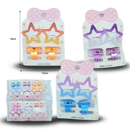 F - 040 pinza de cabello par con cuca estrella C/12 XH7321