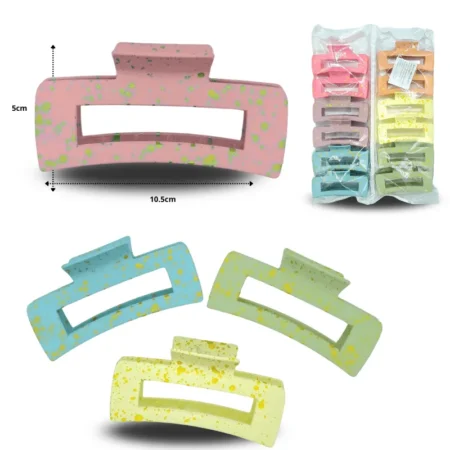 F - 041 pinza de cabello rectangular salpicón C/12 TA-1501-65