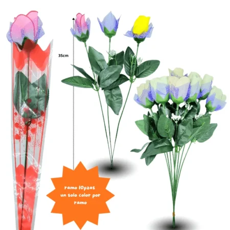 H - 024 rosas artificiales C/10 TC-1501B-2