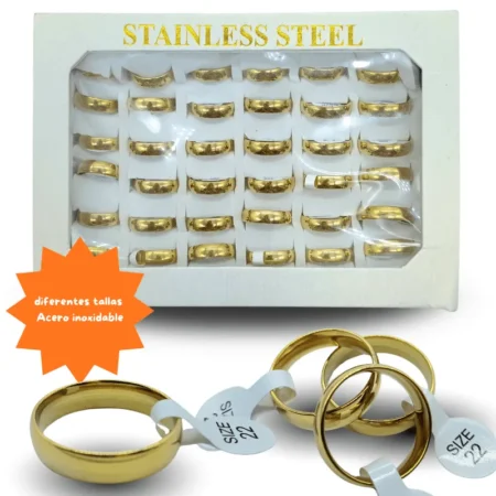 I - 038 argolla acero inoxidable  dorada C/36 25-01