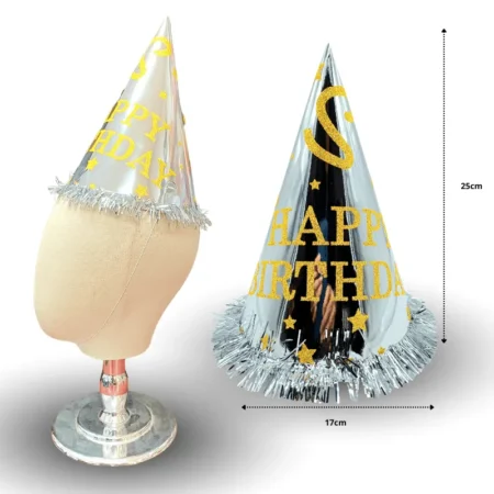 PA - 206 gorro feliz cumpleaños plata C/10 LOULEI