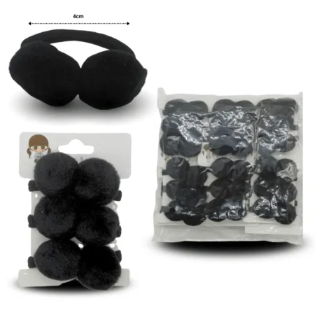 V - 666 liga pompón set 3pzas negra C/12 EEO032