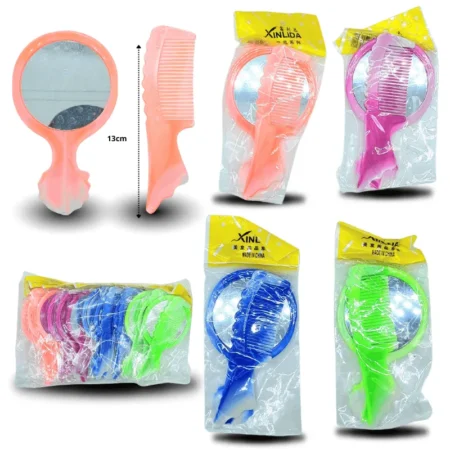 Z - 047 espejo con mango con peine set 2 pzas en bolsa C/12 M235-2A-8