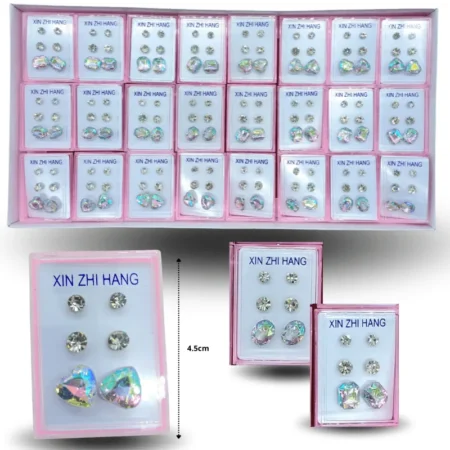 A - 025 arete 3 pares charola rosa C/24 ED2191