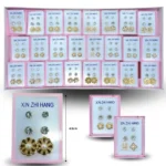 A - 028 arete 3 pares charola rosa C/24  ED2190