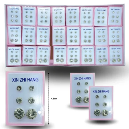 A - 029 arete 3 pares charola rosa C/24 ED2192