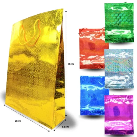 B - 025 bolsa de regalo acabado metálico colores surtidos 28x38x8.5cm C/12 1252-1C-6