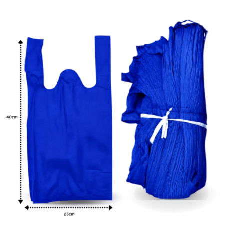 B - 096 bolsa ecológica tipo camiseta AZUL REY 23x40cm C/50 7F-14