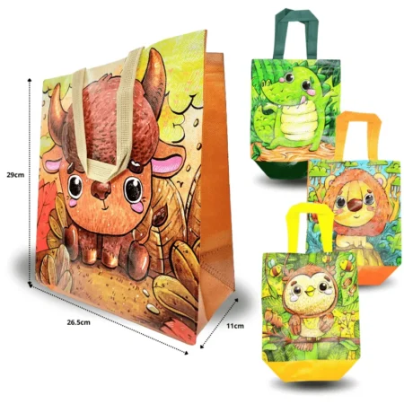 B - 487 bolsa plastificada animales 26.5x29cm C/12 3F-1