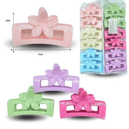 F - 003 pinza para cabello colores pastel  rectangular loto 7cm C/12 TA-1501-11