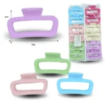 F - 011 pinza de cabello color pastel rectangular 7cm FACETEADA C/12  TA-1501-17