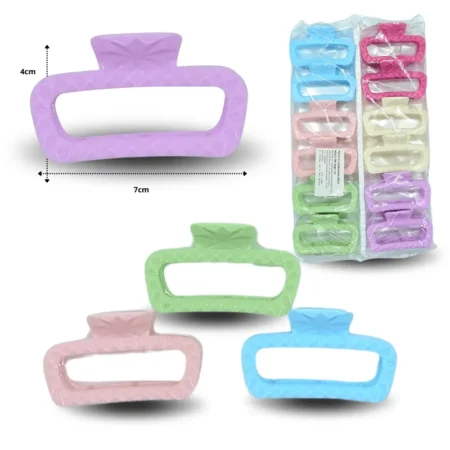 F - 011 pinza de cabello color pastel rectangular 7cm FACETEADA C/12  TA-1501-17