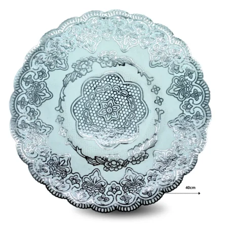 H - 319  mantel redondo plateado C/12 ****